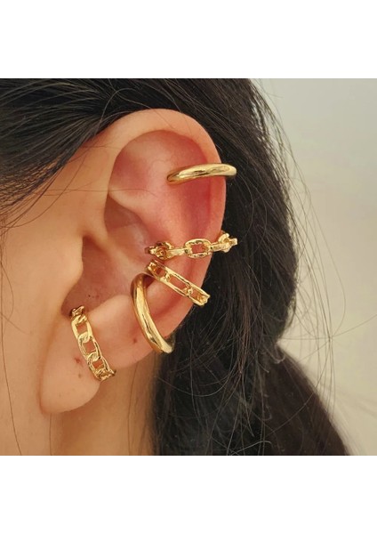 NO.53968 Beden Punk Rock Altın Renk Klip Küpe Piercing Yok Trendy Link Zinciri Kulak Manşetleri Bildirimi Kıkırdak Küpe Kadınlar Için Parti Takı (Yurt Dışından)