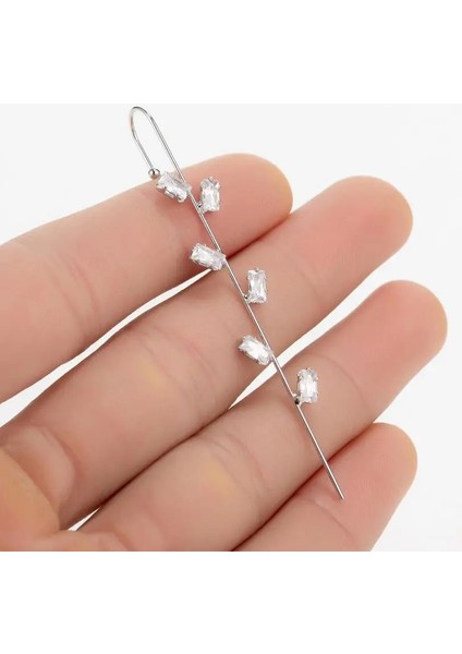 Altın Tarzı NO.116 Beden Yeni Kulak Iğne Sarma Paletli Kanca Küpe Womeurround Auricle Diyagonal Damızlık Bakır Kakma Zirkon Piercing Küpe 1 Adet (Yurt Dışından)