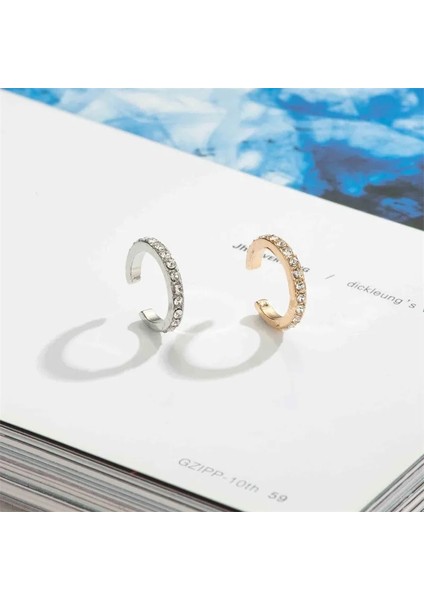 13 Altın Kulak Klipsi Tam Renkli Kristal Klipsli Küpe Kadınlar Için Küpe Basit Deldi Mavi Siyah Beyaz Zirkon Kulak Klipleri Küpe Takı Kolczyki (Yurt Dışından) fırsatları