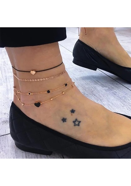 5292-ALTIN Tocona Boho Kabuk Katmanlı Altın Renk Ayak Zinciri Yalınayak Sandalet Kalp Balık Alaşım Kadınlar Için Renkli Halat Halhal Yaz Takı (Yurt Dışından)