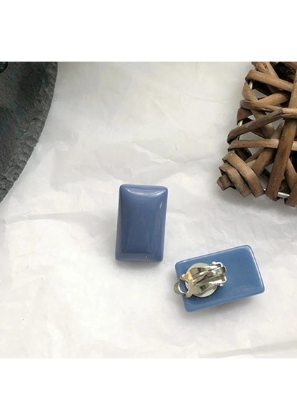 Renk 3 Geometrik Kulak Klipsi Küpe Kadınlar Için Piercingsiz Takı Basit Sarı Mavi Reçine Manşet Küpe Aretes (Yurt Dışından)