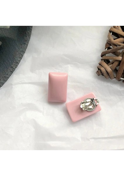 Renk 3 Geometrik Kulak Klipsi Küpe Kadınlar Için Piercingsiz Takı Basit Sarı Mavi Reçine Manşet Küpe Aretes (Yurt Dışından)