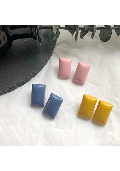 Renk 3 Geometrik Kulak Klipsi Küpe Kadınlar Için Piercingsiz Takı Basit Sarı Mavi Reçine Manşet Küpe Aretes (Yurt Dışından)