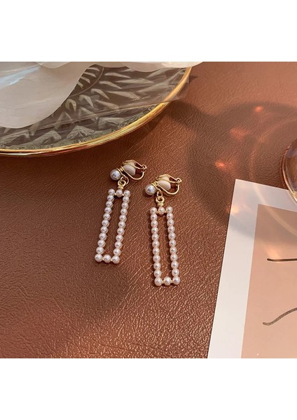 F Yeni Tasarım Koreli Kadın Küpe Üzerinde Klip Inci Rhinestones Kadın Moda Takı Için Deldi Kulak Klipsi Yok (Yurt Dışından)