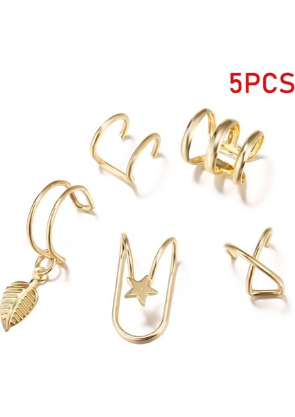 5 Adet Altın Dudak Kulak Manşet Küpe Sahte Kıkırdak Küpe Lot Olmayan Piercing Klip Küpe Setleri Küpe Kadınlar Için Hediye (Yurt Dışından)