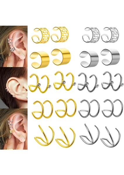 5 Adet Altın Dudak Kulak Manşet Küpe Sahte Kıkırdak Küpe Lot Olmayan Piercing Klip Küpe Setleri Küpe Kadınlar Için Hediye (Yurt Dışından)
