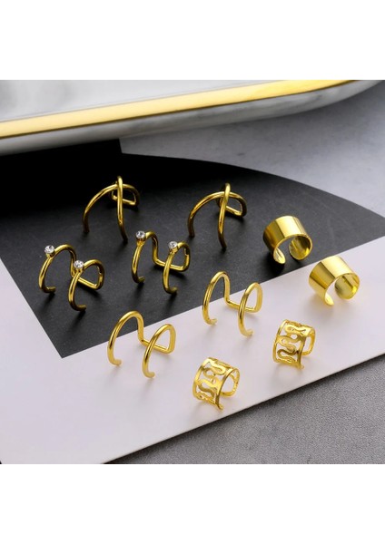 5 Adet Altın Dudak Kulak Manşet Küpe Sahte Kıkırdak Küpe Lot Olmayan Piercing Klip Küpe Setleri Küpe Kadınlar Için Hediye (Yurt Dışından)