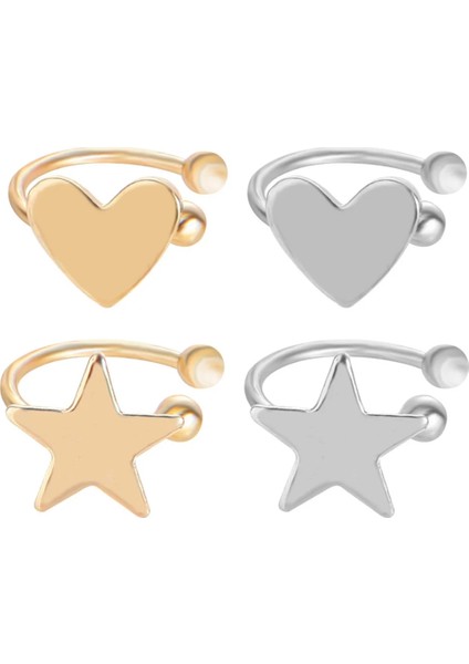 Gümüş Üçgen Kore Tarzı Küpe Kalp Yıldız Üçgen Ay Kulak Manşet Klip Küpe Kızlar Takı Aretes De Mujer Сережки Женские (Yurt Dışından) modelleri