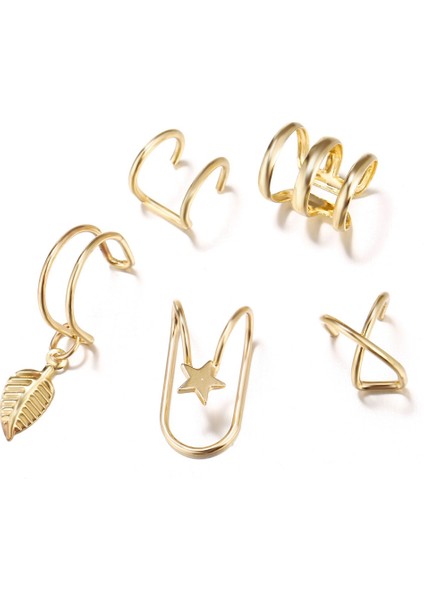 E875AJIN Moda Küçük Kulak Manşet Küpe Kadınlar Için Kulak Klipsi Altın Renk Hiçbir Piercing Sahte Kıkırdak Küpe (Yurt Dışından)
