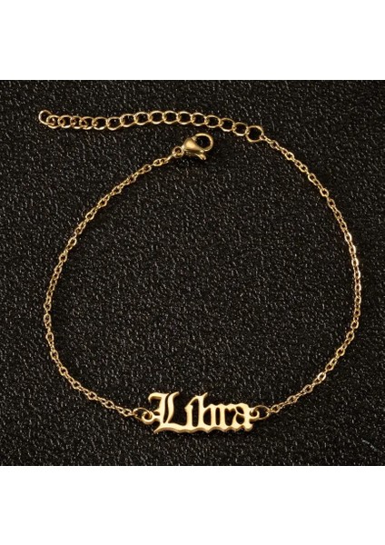 Altın Tarzı Terazi Jisensp En Iyi Hediye Eski Ingilizce Mektup Zodyak Charm Halhal Kadınlar Için Vintage 12 Takımyıldızı Ayak Bileği Bilezik Moda Takı (Yurt Dışından)