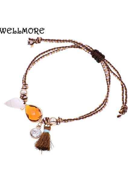 Siyah Wellmore Halhal Kadınlar Için El Yapımı Kabuk Kristal Boho Halhal Bilezikler Yaz Plaj Partisi Ayak Takı (Yurt Dışından) modelleri