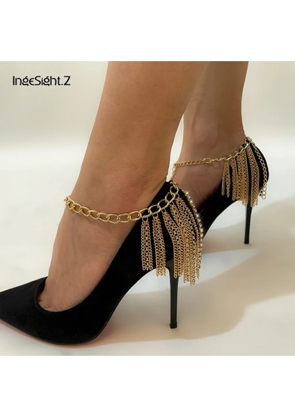 Gümüş Rengi Ingesight.z 1 Adet Rhinestone Kristal Link Zinciri Püskül Bilezik Halhal Kadınlar Altın Renk Ayak Üzerinde Halhal Yalınayak Sandalet Takı (Yurt Dışından) fiyatları