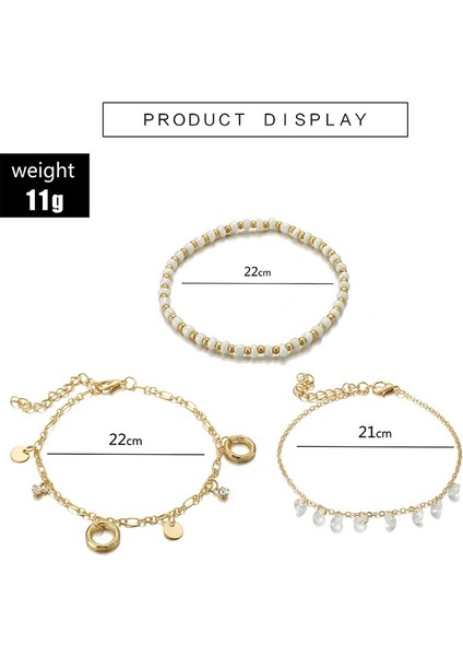 Altın Tocona Charm Parlak Kristal Kolye Halhal Set Beyaz Boncuk Ince Altın Halhal Çok Katmanlı Geometrik Kolye Ayak Zinciri Takı 8616 (Yurt Dışından) fiyatları