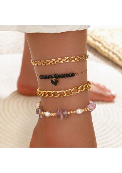 No.36 Beden Boho Kabuk Yıldız Zinciri Ayak Bileği Bilezik Kadınlar Için Set Denizyıldızı Anahtar Kelebek Charm Ayak Bileği Ayak Takı Aksesuarları (Yurt Dışından)