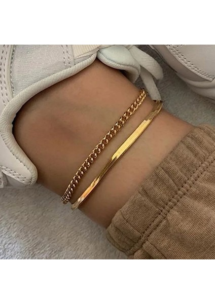 No.4 Boyutu Çok Katmanlı Altın Renk Basit Zincir Halhal Kadın Kelebek Kalp Plaj Ayak Takı Bacak Zinciri Ayak Bileği Bilezik Kadın Aksesuarları (Yurt Dışından) fırsatları