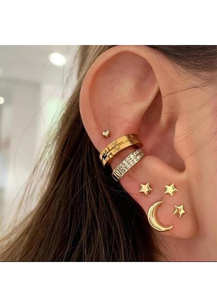 No.15 Boyutu Trendy Altın Renk Klipler Küpe Kadınlar Için Set Punk Hiçbir Piercing Kristal Yapraklar Sahte Kıkırdak Kulak Manşet Moda Parti Takı (Yurt Dışından)