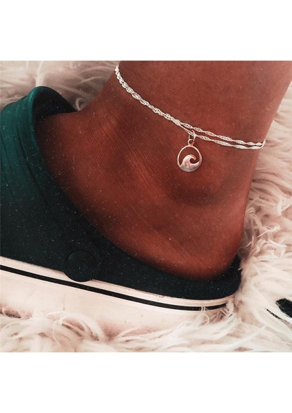 S111 Kadınlar Için Vintage Çoklu Katmanlar Halhal Sıyah Güneş Kolye Charms Halat Zincir Plaj Yaz Ayak Bileği Bilezik Mücevher (Yurt Dışından)