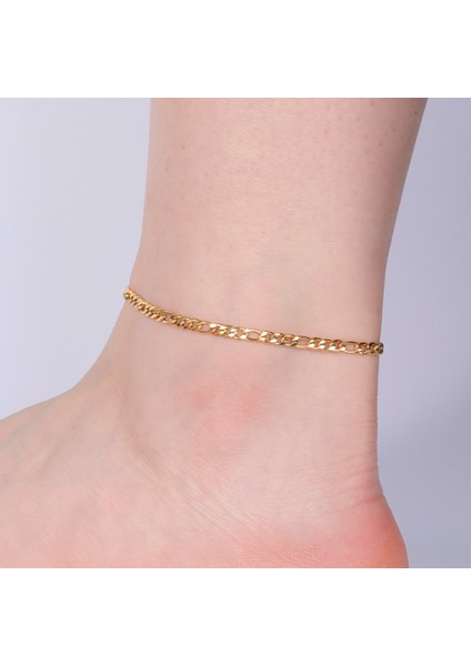 Hip Hop Zinciri Çelik Skyrim Bacak Ayak Bileği Bilezik Altın Renk Boncuklu Paslanmaz Çelik Plaj Ayak Zinciri Figaro Halhal Takı Hediye Kadınlar Için Kız (Yurt Dışından) fırsatları