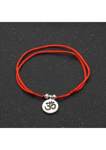 Buda Gümüş Renk Metal Om Lotus Charm Kadınlar Için Kırmızı Halat Dize Halhal Ayak Bileği Bilezik Kadın Sandalet Bacak Zinciri Ayak Takı (Yurt Dışından) fiyatları