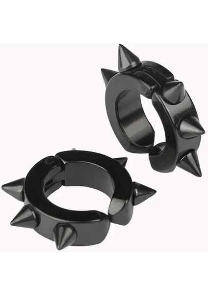 Siyah 1 Adet Erkekler Punk Titanyum Çelik Kulak Klipsi Sahte Piercing Küpe Paslanmaz Çelik Klip Küpe Kadınlar Için Piercing (Yurt Dışından)