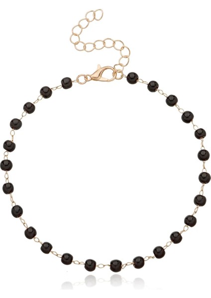 Altın Rengi Kare Dainty Bule Altın Gümüş Renk Boncuk Halhal Bacak Bilezik Çift Zincir Ayak Mücevheri Bayanlar Plaj Ayak Bileği Zinciri (Yurt Dışından)