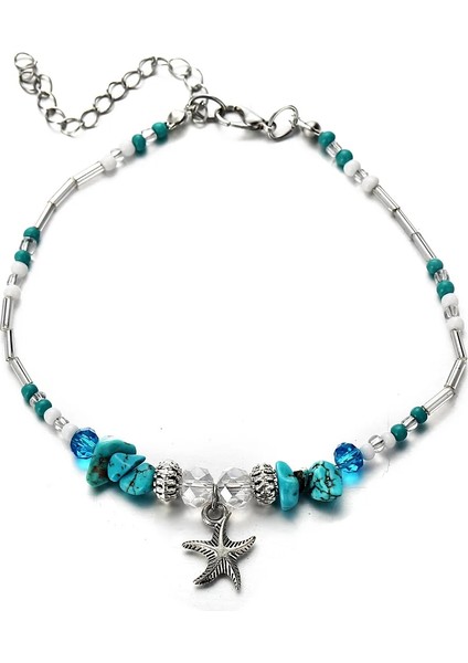 JL054 Moda Ayak Bileği Bilezik Kadınlar Için Renkli Kristal Boncuk Halhal Boho Altın Gümüş Renk Zincir Bilezik Okyanus Plaj Ayak Takı (Yurt Dışından)