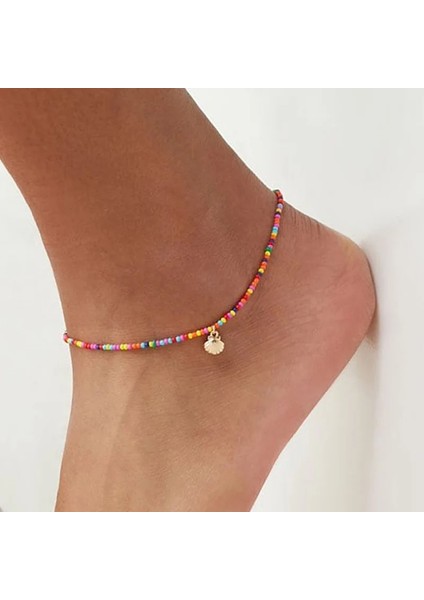 JL054 Moda Ayak Bileği Bilezik Kadınlar Için Renkli Kristal Boncuk Halhal Boho Altın Gümüş Renk Zincir Bilezik Okyanus Plaj Ayak Takı (Yurt Dışından)