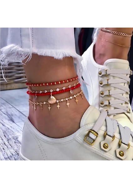NO.8841 Beden Tocona Etnik Boho Çok Katmanlı Halhal Kadınlar Için Büyüleyici Boncuk Ayak Bileği Bilezik Kabuk Yaprak Kolye Sandal Ayak Bileği Takı (Yurt Dışından) indirimleri
