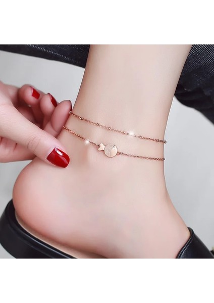 Çift ​​katman Kadınlar Gençler Için Palyaço Balığı Halhal 18KGP Gül Altın Renk Titanyum Çelik Güzel Moda 316L Paslanmaz Çelik Takı HEDIYELER(GA108) (Yurt Dışından)