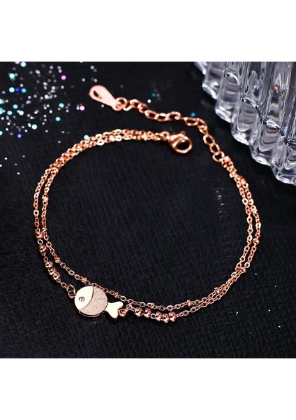 Çift ​​katman Kadınlar Gençler Için Palyaço Balığı Halhal 18KGP Gül Altın Renk Titanyum Çelik Güzel Moda 316L Paslanmaz Çelik Takı HEDIYELER(GA108) (Yurt Dışından) fırsatları