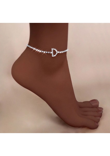 L Beden Flatfoosie Kristal Ilk Harf A-Z Kadınlar Için Halhal Gümüş Renk Rhinestone Ayak Zinciri Plaj Bacak Bilezikler Boho Takı Hediye (Yurt Dışından) fiyatları