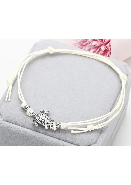 NS37 Beyaz NS37 Yaz Plaj Kaplumbağası Şekilli Charm Halat Dize Halhal Kadınlar Için Ayak Bileği Bilezik Kadın Sandalet Bacak Zinciri Ayak Takı (Yurt Dışından)