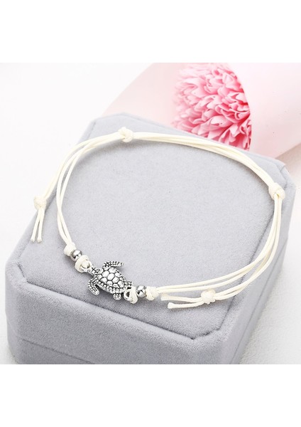 NS37 Beyaz NS37 Yaz Plaj Kaplumbağası Şekilli Charm Halat Dize Halhal Kadınlar Için Ayak Bileği Bilezik Kadın Sandalet Bacak Zinciri Ayak Takı (Yurt Dışından) indirimleri