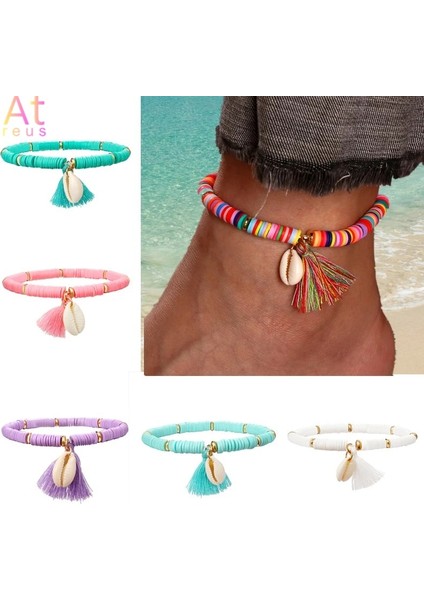 SL1556PEMBE Çok Renkli Püskül Halhal Bohemian Takı Kadınlar Için Akrilik Boncuklu Elastik Zincir Ayak Bileği Zinciri Bacak Ayak Zinciri (Yurt Dışından) fırsatları