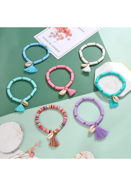 SL1556PEMBE Çok Renkli Püskül Halhal Bohemian Takı Kadınlar Için Akrilik Boncuklu Elastik Zincir Ayak Bileği Zinciri Bacak Ayak Zinciri (Yurt Dışından) indirimleri