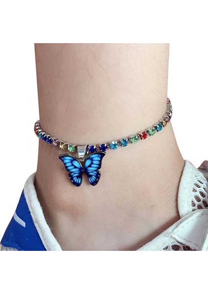 Renkli Kırmızı Bohemian Geometrik Rhinestone Zincir Halhal Altın Gümüş Renk Kadınlar Için Kelebek Bacak Bilezik Halhal Kız Bling Ayak Takı (Yurt Dışından) modelleri