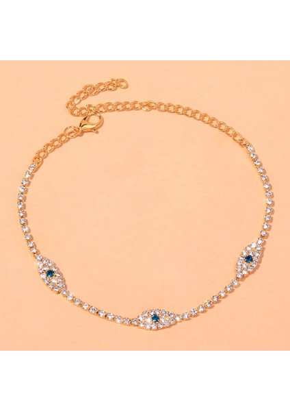 Altın Halhal Moda Rhinestone Mavi Nazar Ayak Bileği Bilezik Femme Kadınlar Için Ancle Bohemian Teandas Plaj Halhal Takı Aksesuarları (Yurt Dışından)
