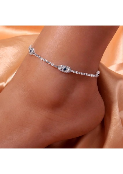 Altın Halhal Moda Rhinestone Mavi Nazar Ayak Bileği Bilezik Femme Kadınlar Için Ancle Bohemian Teandas Plaj Halhal Takı Aksesuarları (Yurt Dışından) modelleri