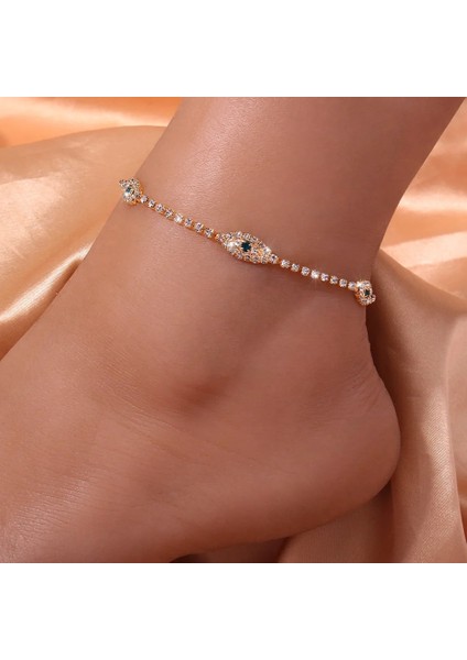 Altın Halhal Moda Rhinestone Mavi Nazar Ayak Bileği Bilezik Femme Kadınlar Için Ancle Bohemian Teandas Plaj Halhal Takı Aksesuarları (Yurt Dışından) fırsatları