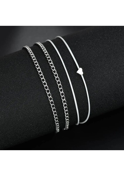Gümüş Rengi L024 Kadın Basit Kalp Şekli Halhal Yalınayak Sandalet Boho Plaj Ayak Takı Bacak Kadınlar Için Yeni Halhal Bilezikler Bacak Zinciri (Yurt Dışından) fırsatları