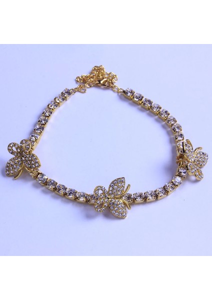 Gümüş Kaplı Stonefans Sevimli Kelebek Charm Rhinestone Tenis Halhal Kadınlar Için Moda Plaj Yalınayak Kelebek Halhal Takı Hediye (Yurt Dışından) fiyatları
