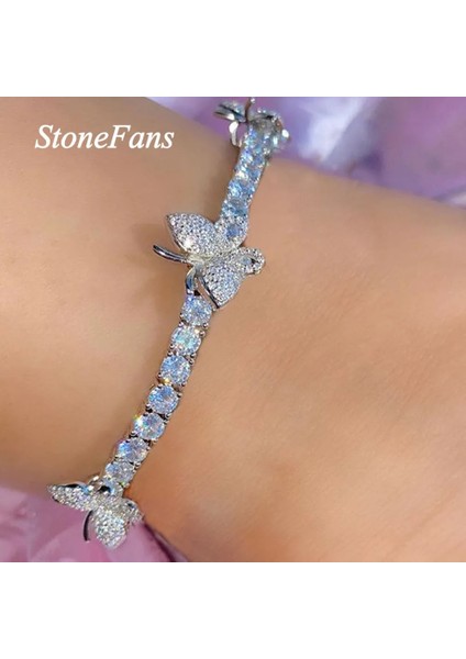Gümüş Kaplı Stonefans Sevimli Kelebek Charm Rhinestone Tenis Halhal Kadınlar Için Moda Plaj Yalınayak Kelebek Halhal Takı Hediye (Yurt Dışından) modelleri