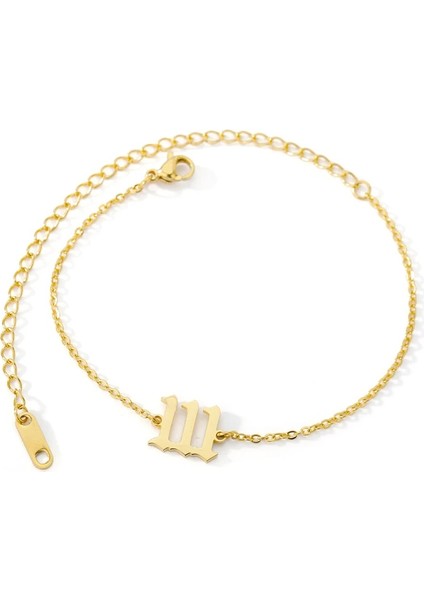 Pembe Tarzı Melek Numarası 111 Gotik Melek Numarası Halhal Erkekler Kadınlar Için Altın Paslanmaz Çelik Şeytan Ayak Bileği Bilezik Minimalist Doğum Günü Takı Hediye (Yurt Dışından)