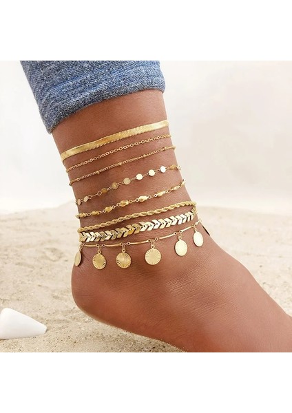 JC-049G Kadınlar Altın Ton Paslanmaz Çelik Zincir Halhal, Et Plaj Yalınayak Ayak Takı, Bacak Zinciri Ayak Bileği Bayan Tatil Hediyeleri (Yurt Dışından) modelleri