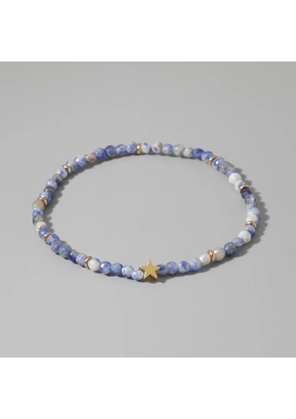 Mavi Benekli Taş Oaııte Yaz Moda Boncuk Halhal Esneklik Ayarlanabilir Doğal Taş Mavi Benekli Taş Plaj Kadın Halhal Bohem Takı (Yurt Dışından)