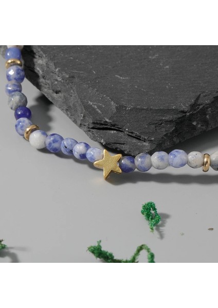 Mavi Benekli Taş Oaııte Yaz Moda Boncuk Halhal Esneklik Ayarlanabilir Doğal Taş Mavi Benekli Taş Plaj Kadın Halhal Bohem Takı (Yurt Dışından) modelleri