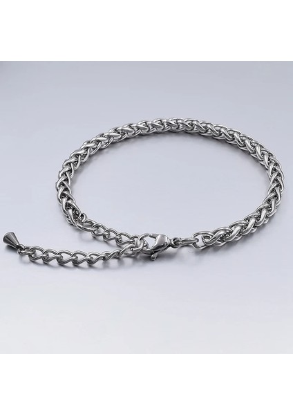 8 mm Buğday Zinciri 2019 Takı Yaz Plaj Halhal Ayak Bileği Bilezikler Kadınlar Için Bacak Zinciri Basit Paslanmaz Çelik Erkekler Halhal Gümüş Renk (Yurt Dışından)