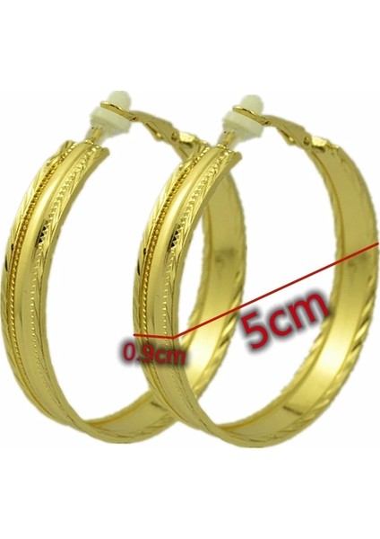 Gümüş Klips 5cm Piercing Olmadan Kadınlar Için Kulak Küpe Üzerinde Klip Gece Kulübü Dj Big Circle Moda Takı Aksesuarları Bayan Küpe (Yurt Dışından)