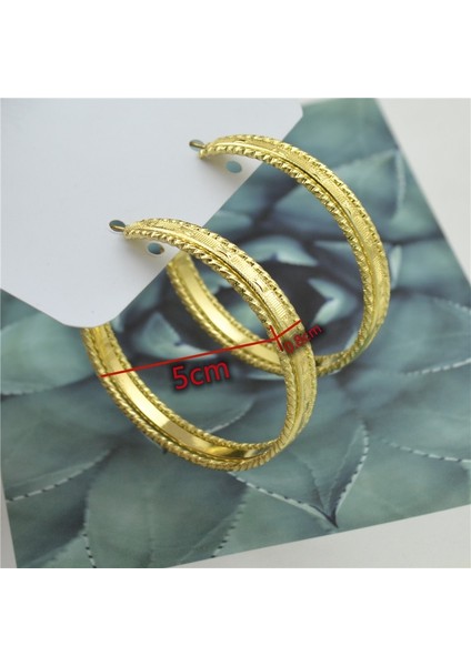 Gümüş Klips 5cm Piercing Olmadan Kadınlar Için Kulak Küpe Üzerinde Klip Gece Kulübü Dj Big Circle Moda Takı Aksesuarları Bayan Küpe (Yurt Dışından)