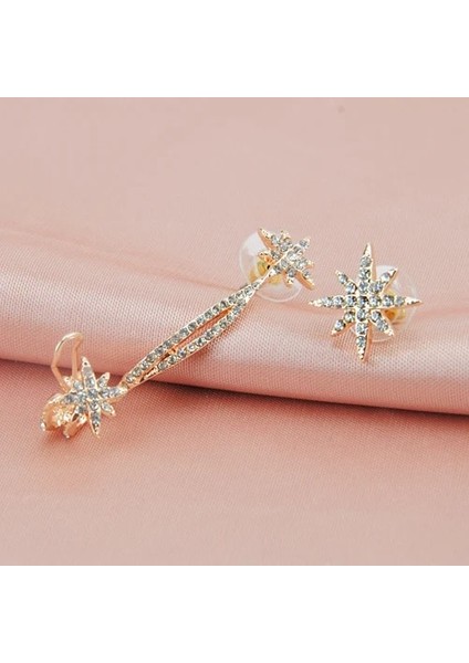 Gümüş Rengi Moda Kore Sevimli Zirkon Çift Taraflı Yıldız Klip Küpe Kadınlar Için Saplamalı Kız Kristal Wrap Kulak Manşet Küpe Takı Brincos (Yurt Dışından) fırsatları